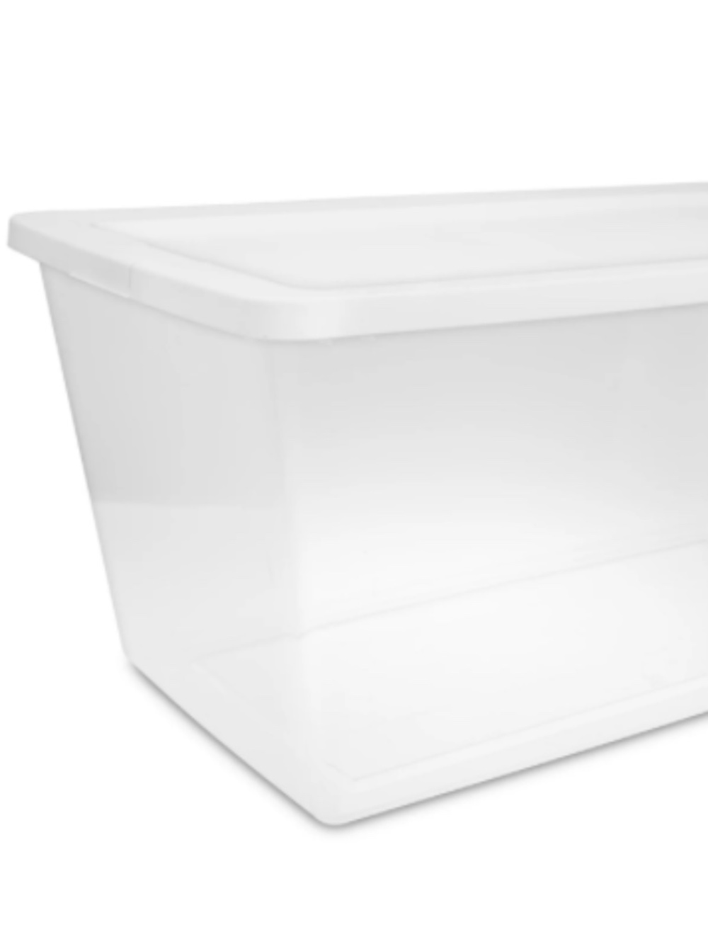 Large Storage Bin, Clear Plastic Storage Container, no lid, White